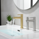 BAOKEMO-Robinet d&rsquo;Eau Froide Simple en Acier Inoxydable 304, Or, Noir, Argent, Document Monté sur le Pont, 1/2 Pouces