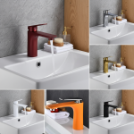 Robinet de bain orange chaud et froid, robinet de bassin rouge, robinet en laiton gris, grue et or, centre commercial