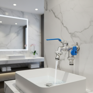 Robinet d&rsquo;irrigation horticole à double poignée, double commande, buse d&rsquo;eau en alliage de Zinc, une entrée et deux sorties, robinet à Double mamelon