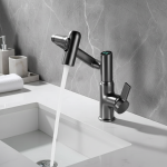 Robinet de lavabo de salle de bains à affichage numérique LED, Rotation à 360 degrés, pulvérisateur à jet multifonction, mélangeur d&rsquo;eau chaude et froide, robinet d&rsquo;évier de salle de bains