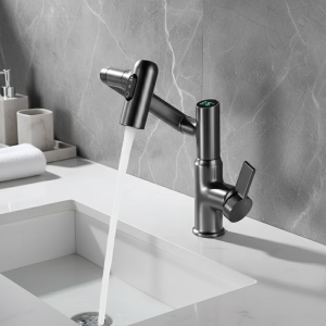 Robinet de lavabo de salle de bains à affichage numérique LED, Rotation à 360 degrés, pulvérisateur à jet multifonction, mélangeur d&rsquo;eau chaude et froide, robinet d&rsquo;évier de salle de bains