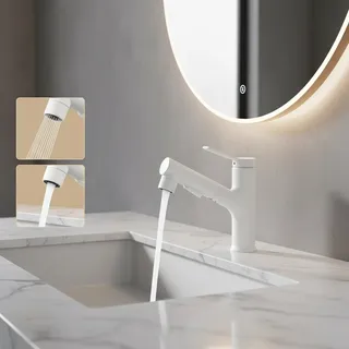 Mitigeur lavabo monocommande laiton brossé blanc mat moderne…