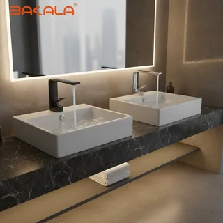 Mitigeur lavabo monocommande vasque contemporain angulaire bec haut…