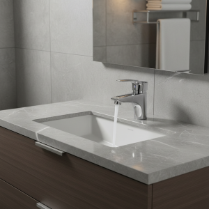 Robinet de comptoir de toilette, robinet de lavabo à poignée unique chromé, robinet d&rsquo;eau froide et chaude, robinets de salle de bains montés sur le pont