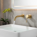 Quyanre robinet de lavabo en or brossé, robinet mural dissimulé, Rotation à 360 degrés, poignée unique, robinet mitigeur de bain d&rsquo;eau chaude et froide