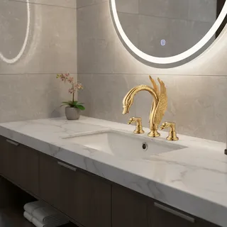 Robinet mitigeur de lavabo en laiton doré