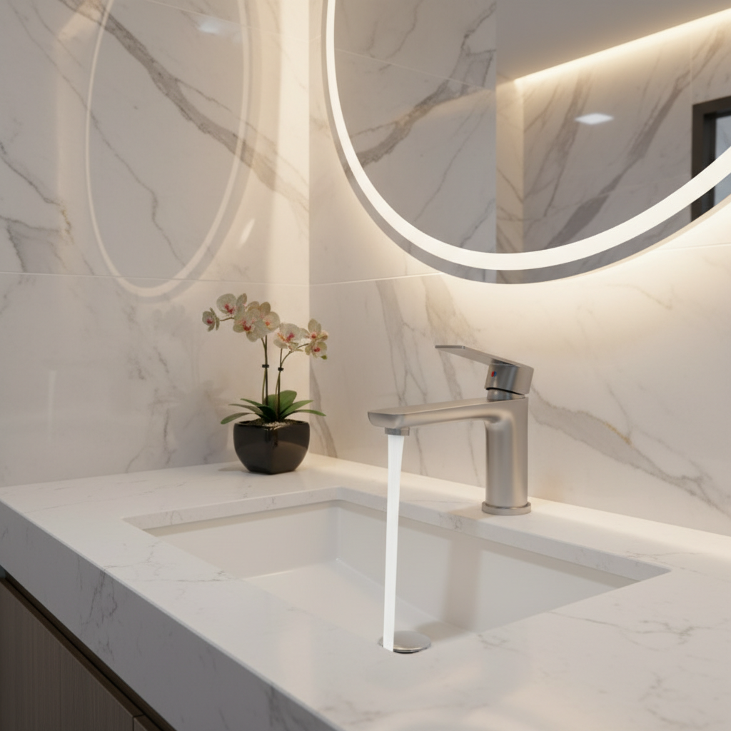 Robinet de lavabo de salle de bains en acier inoxydable, avec capteur, robinet d’eau chaude et froide uniquement, lavabo domestique, comptoir de Bidet