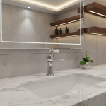 Robinet mitigeur de lavabo de comptoir, robinet de lavabo à trou unique de niveau unique, robinet de lavabo en céramique à poignée unique, robinet à bouche droite pour salle de bains