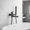 Robinets de baignoire, ensemble de douche de bain noir moderne, conception Unique de buse rotative, mitigeur mural pour salle de bains WF- 877909