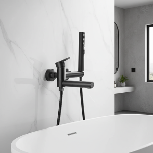Robinets de baignoire, ensemble de douche de bain noir moderne, conception Unique de buse rotative, mitigeur mural pour salle de bains WF- 877909