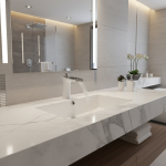 Bassin chromé blanc Fets Cascade, poignée unique, bassin d&rsquo;eau chaude et froide, robinet de centre commercial, grue d&rsquo;évier de bain