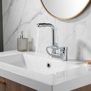 Robinets de lavabo de salle de bains multifonctionnels, robinet d’évier chromé, mitigeur chaud et froid domestique monté sur le pont Robinets de lavabo de salle de bains multifonctionnels, robinet d’évier chromé, mitigeur chaud et froid domestique monté sur le pont