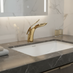 Mélangeur robinet de lavabo poli, mélangeur de salle de bains solide, poignée unique, trou de grue, lavabo simple doré/Chrome/blanc/ORB