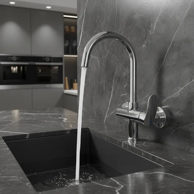 Robinet de lavabo de cuisine chaud et froid dans le mur