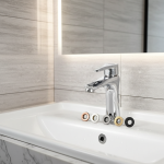 Couvercle de trop-plein d&rsquo;évier de robinet de lavabo de salle de bains, anneau en laiton de Six pieds, couvercle de trou de remplacement, garniture chromée, accessoires de salle de bains