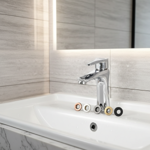 Couvercle de trop-plein d’évier de robinet de lavabo de salle de bains, anneau en laiton de Six pieds, couvercle de trou de remplacement, garniture chromée, accessoires de salle de bains Couvercle de trop-plein d’évier de robinet de lavabo de salle de bains, anneau en laiton de Six pieds, couvercle de trou de remplacement, garniture chromée, accessoires de salle de bains