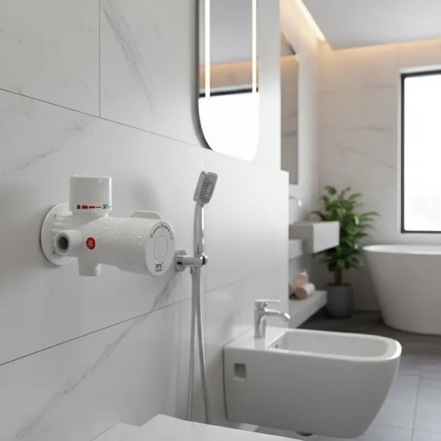 Mitigeur thermostatique mural trois voies blanc ABS…