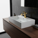 Robinet Cascade Or Brossé, Noir HOF/05, Laiton, Évier Créatif, Robinet de Centre Commercial, Nickel Chaud et Froid