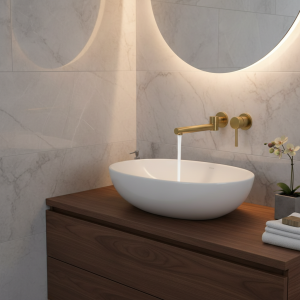 Robinet de salle de bains mural-robinet mitigeur d’eau chaude et froide à poignée unique moderne avec bec pivotant pour lavabo et bain Robinet de salle de bains mural-robinet mitigeur d’eau chaude et froide à poignée unique moderne avec bec pivotant pour lavabo et bain