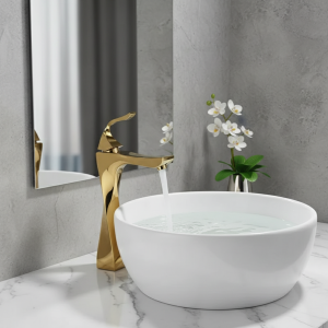 Robinet de salle de bains, lavabo, robinet chromé doré, mitigeur d&rsquo;eau chaude et froide, robinets de salle de bains montés sur le pont, robinets à levier unique