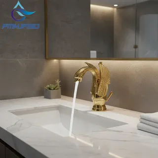 Robinet de lavabo de salle de bains en laiton doré