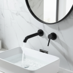 Robinet de lavabo noir mat mitigeur chaud et froid, boîte encastrée, Installation murale, robinet de salle de bains