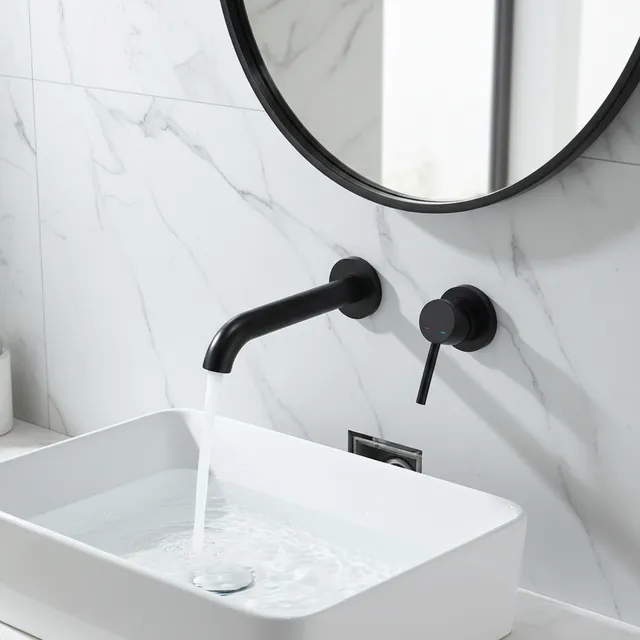 Robinet de lavabo noir mat mitigeur chaud et froid