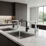 Robinet de lavabo de cuisine domestique avec capteur d&rsquo;éclaboussures, carré chaud et froid, résistant universel, accessoire d&rsquo;évier pour légumes, robinet d&rsquo;eau bon marché pour bain