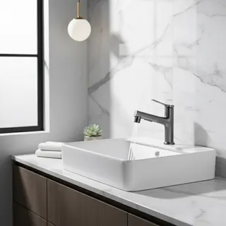 Robinet de lavabo extractible à double trou