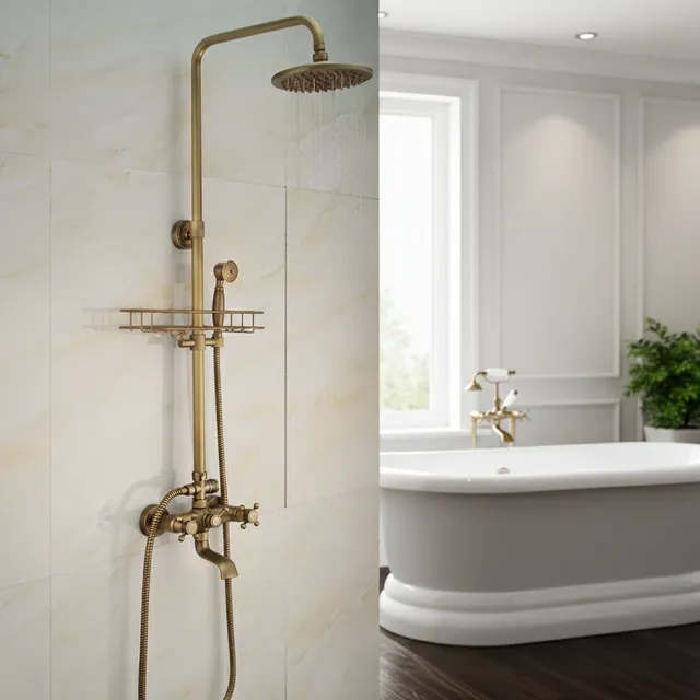 Ensemble de robinets de douche en laiton Antique