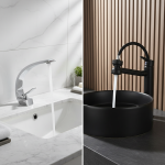 Robinet de ark chaud et froid à poignée unique, robinet moderne, noir, chrome