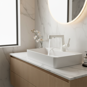 Robinet de salle de bains mode crème vent blanc, robinet de lavabo de levage, lavabo domestique extractible, robinet chaud et froid G3/8G2/1