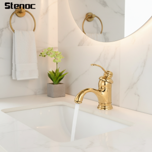 Robinet de lavabo de luxe doré, robinet de lavabo de salle de bains moderne, mélangeurs chauds et froids, robinet de lavabo Antique, robinets en laiton montés sur le pont