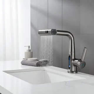 Robinet mitigeur monocommande lavabo monotrou inox brossé design…