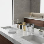 Robinet de lavabo en Nickel brossé, robinet de salle de bains noir, robinet d&rsquo;évier monté sur le pont, mélangeur d&rsquo;eau chaude et froide, robinet en acier inoxydable