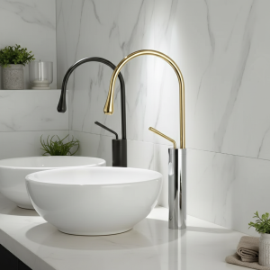 Robinet de lavabo en laiton noir/Chrome/or, robinet de salle de bains mitigeur, robinet de lavabo à poignée unique, robinet chaud et froid