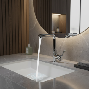 Poignée unique 360 °   Robinet de salle de bains rotatif pour petites éviers, lavabo RV, mitigeur d&rsquo;évier à barre humide avec Installation à trou unique