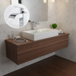 Robinet en acier inoxydable de Style cascade, au-dessus du comptoir, avec tuyau d&rsquo;entrée d&rsquo;eau chaude et froide, lavabo de toilette, salle de bains, maison