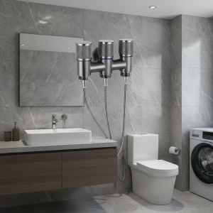 Robinet universel de cuisine à filetage 1/2, un en trois sorties, Valve d&rsquo;entrée en acier inoxydable, raccord de Valve de toilette, raccords de salle de bains