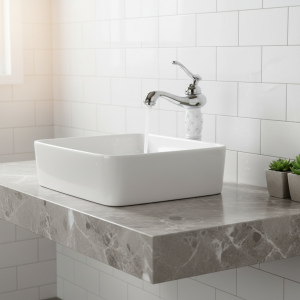 Hotaan robinet de lavabo, robinets d&rsquo;eau de salle de bains en laiton robinet d&rsquo;évier solide blanc froid et chaud, poignée unique, robinet d&rsquo;évier mélangeur