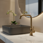 Robinet mitigeur de lavabo de cuisine de salle de bains en laiton Antique, mitigeur à poignée unique, trou unique, monté sur le pont en laiton massif