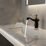 Robinet de salle de bains finition Bronze Antique, lavabo en laiton, robinets en laiton massif, robinets mélangeurs d&rsquo;eau à poignée unique, grue de bain ELFCT001