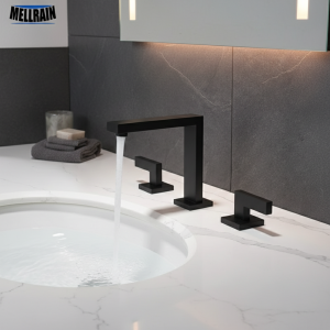 Robinet de lavabo à Double poignée en laiton massif 100%, robinet de salle de bains large, noir mat ou Chrome, robinet mitigeur d’eau au choix Robinet de lavabo à Double poignée en laiton massif 100%, robinet de salle de bains large, noir mat ou Chrome, robinet mitigeur d’eau au choix