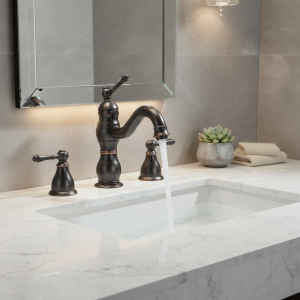 Robinets en laiton antique, robinet de bassin, colonne d&rsquo;eau chaude et froide, centre commercial, grue montée sur pont, grand et court