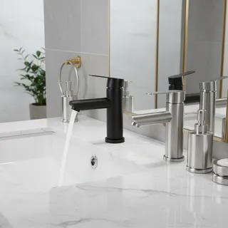 Robinet d'évier de salle de bains en acier inoxydable 304