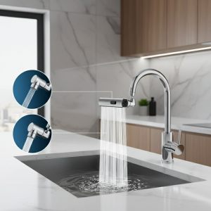 Nouveau Robinet d’extension pivotant universel à trois modes, cascade de cuisine, buse anti-éclaboussures, évier multifonction Nouveau Robinet d’extension pivotant universel à trois modes, cascade de cuisine, buse anti-éclaboussures, évier multifonction