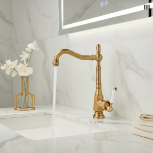 Comptoir rétro français en laiton, robinet de lavabo rotatif à 360 degrés, comptoir de salle de bains, robinet d&rsquo;eau chaude et froide XT993