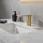 HOBassin-Robinet de centre commercial en laiton massif, poignée unique, évier de ark, eau chaude et froide, monté sur le pont moderne