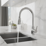 Robinet de cuisine chromé élégant 1 pièce, 360 °   Buse rotative et anti-éclaboussures – Facile à installer, design moderne pour une cuisine moderne