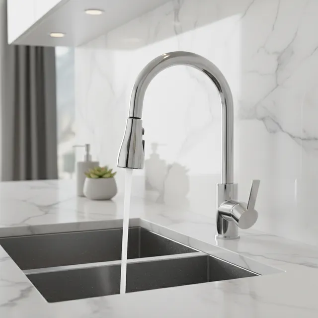 Robinet de cuisine chromé élégant 1 pièce